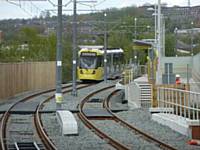 Tram 3003 travels outbound from Freehold stop towards Oldham Mumps on Monday 14 May 2012. (Photo R Clarke)
